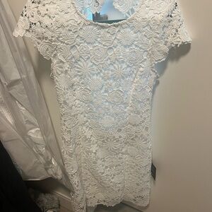 Lulu's White Floral Lace Mini Dress